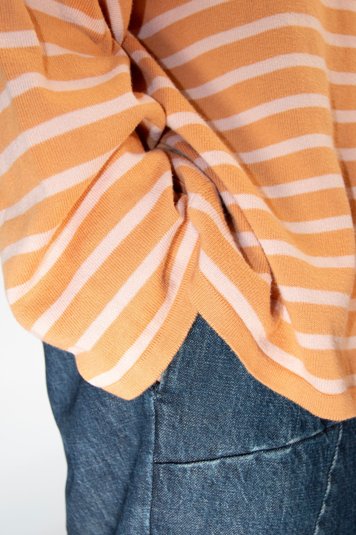 Men's Striped Breton Shirt - 100% Organic Cotton - Boat Neck - Cognac / Powder Stripes