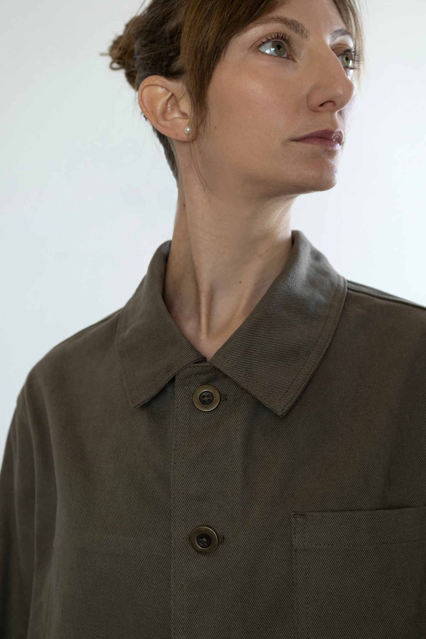 Women's French Work Jacket, 100% Cotton, Vetiver Green