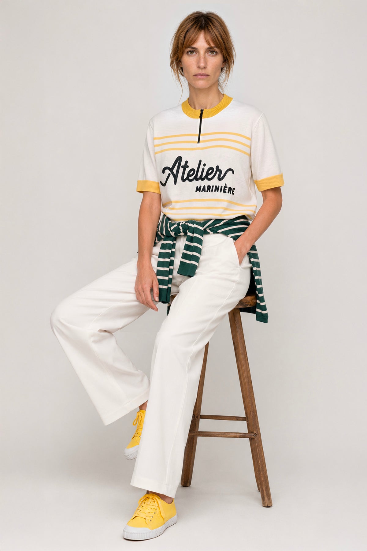 Women's Merino Cycling Jersey — White/Yellow