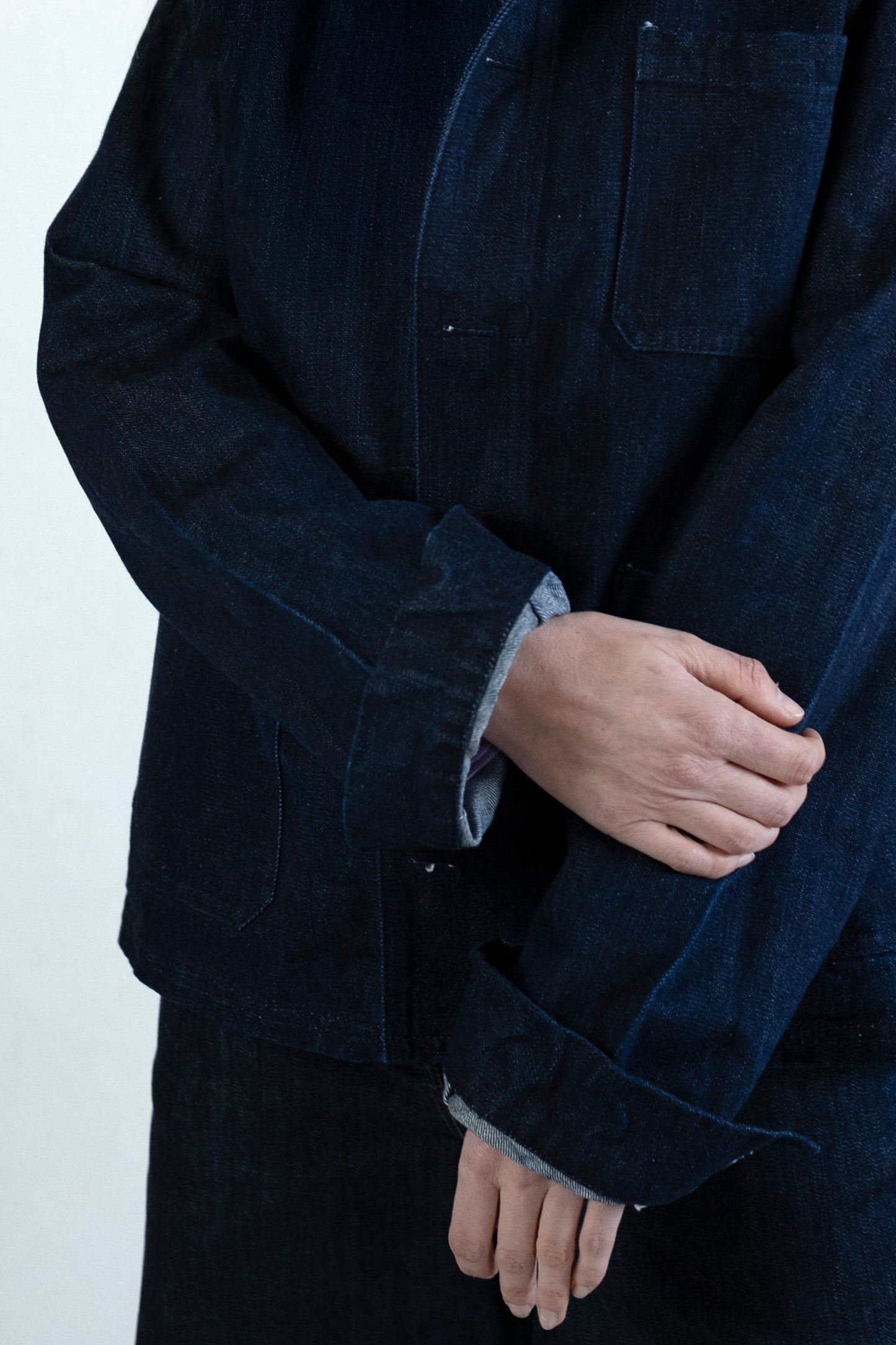 Women's French Work Jacket, Raw Indigo Denim