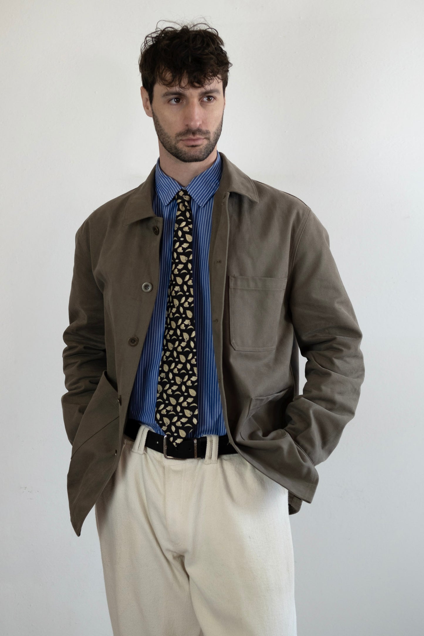 Men's French Work Jacket, 100% Cotton, Vetiver Green