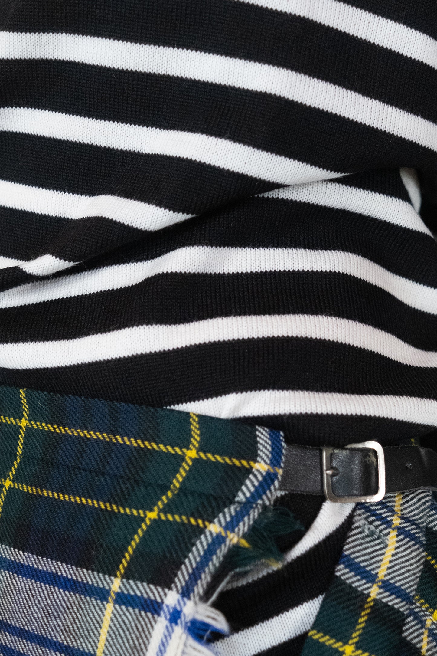 Women's Striped Breton Shirt - 100% Merino Wool - Boat Neck - Black / White Stripes