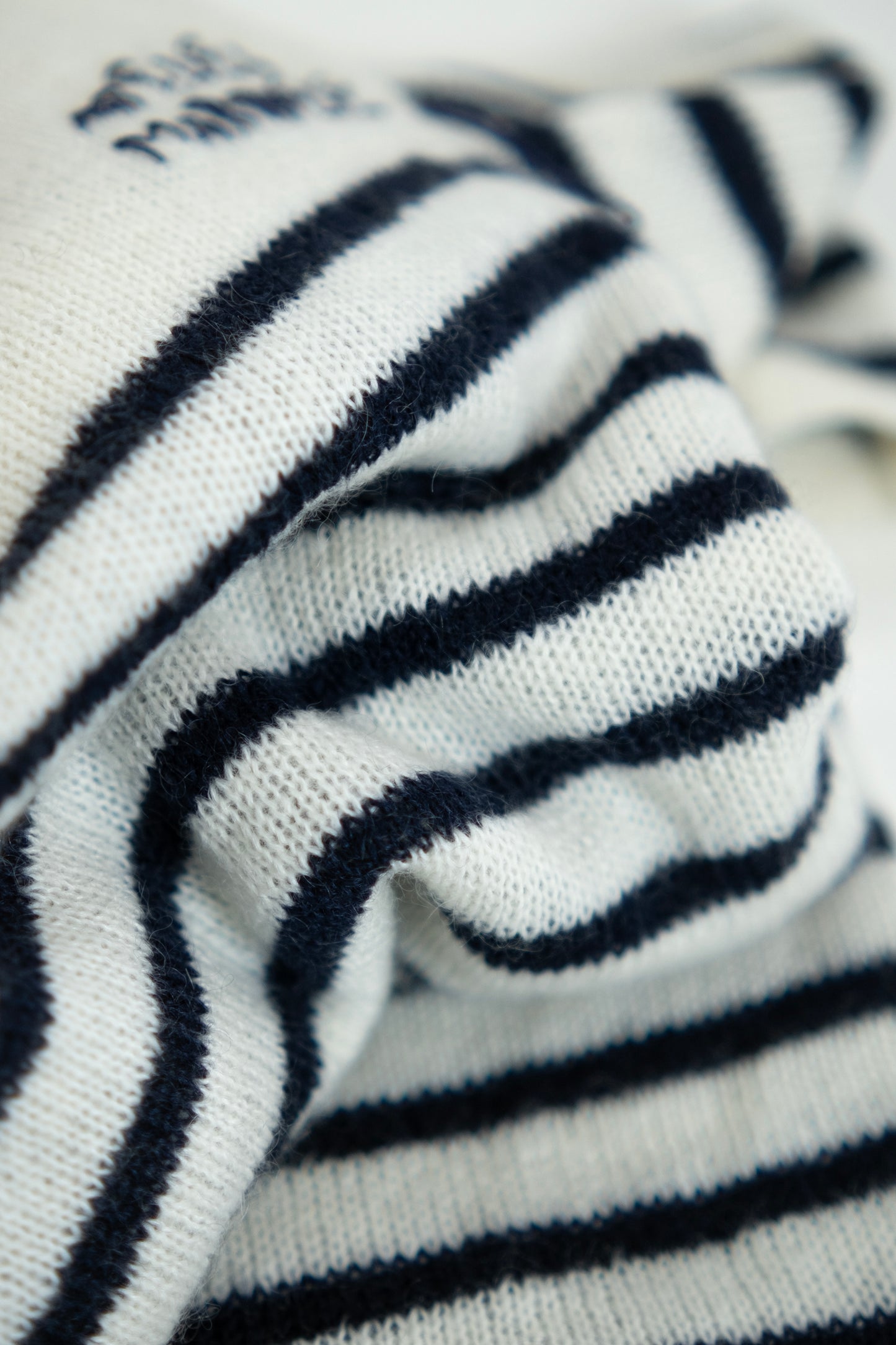 Men's Super Kid Mohair Sweater, White/Navy Stripes