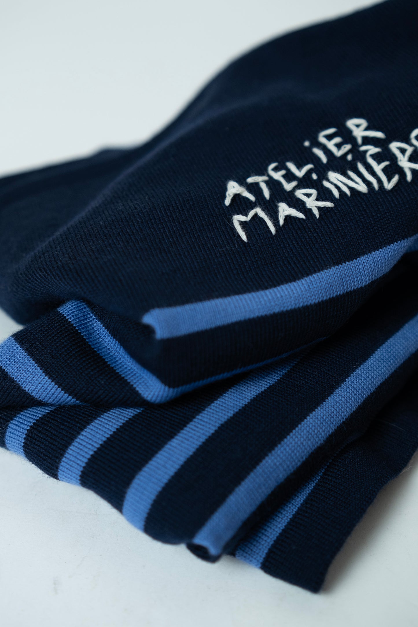 Men's Merino Breton Shirt, Navy/Dusty Blue Stripes