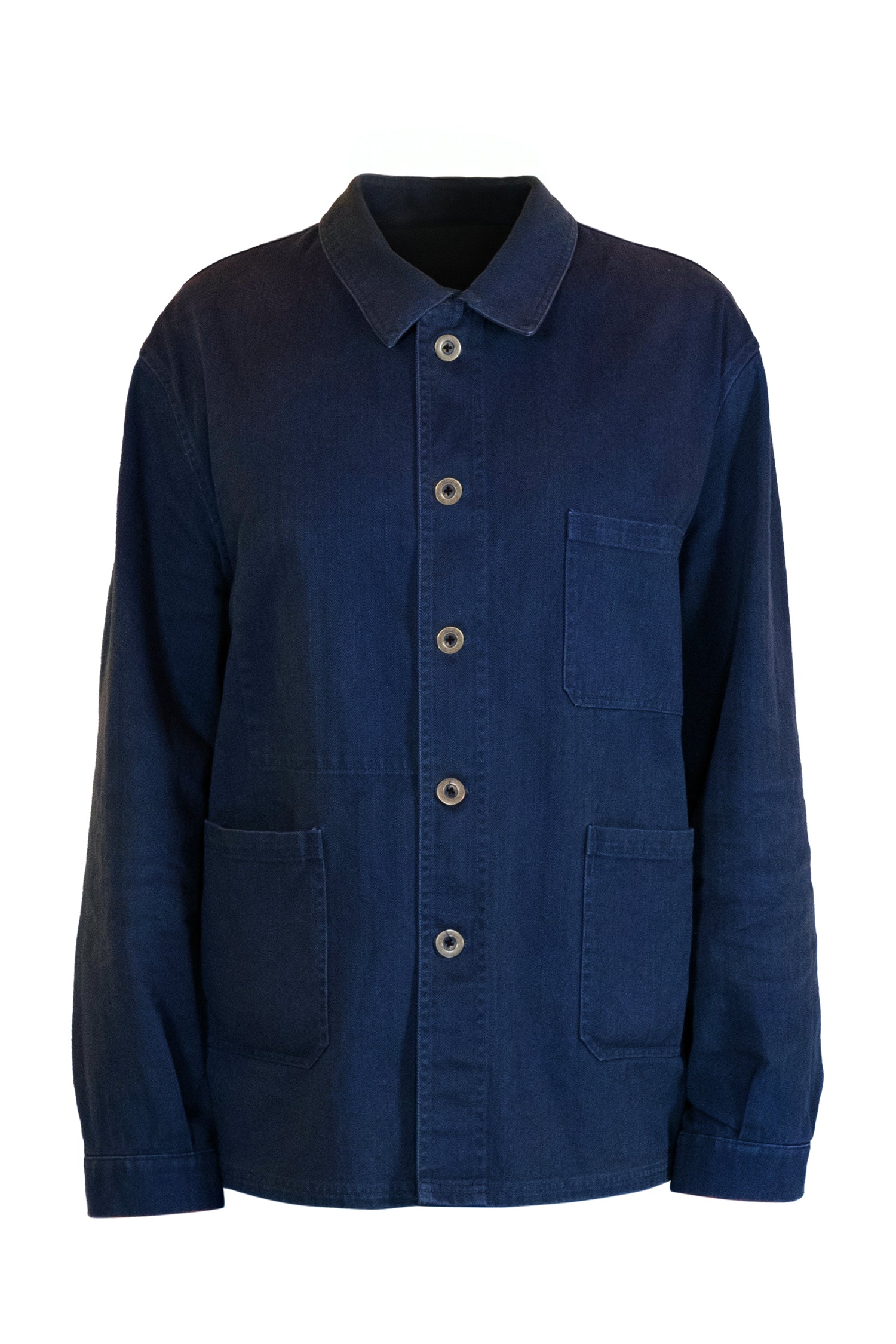 Men's French Work Jacket 100% Cotton Navy Blue - Main Image