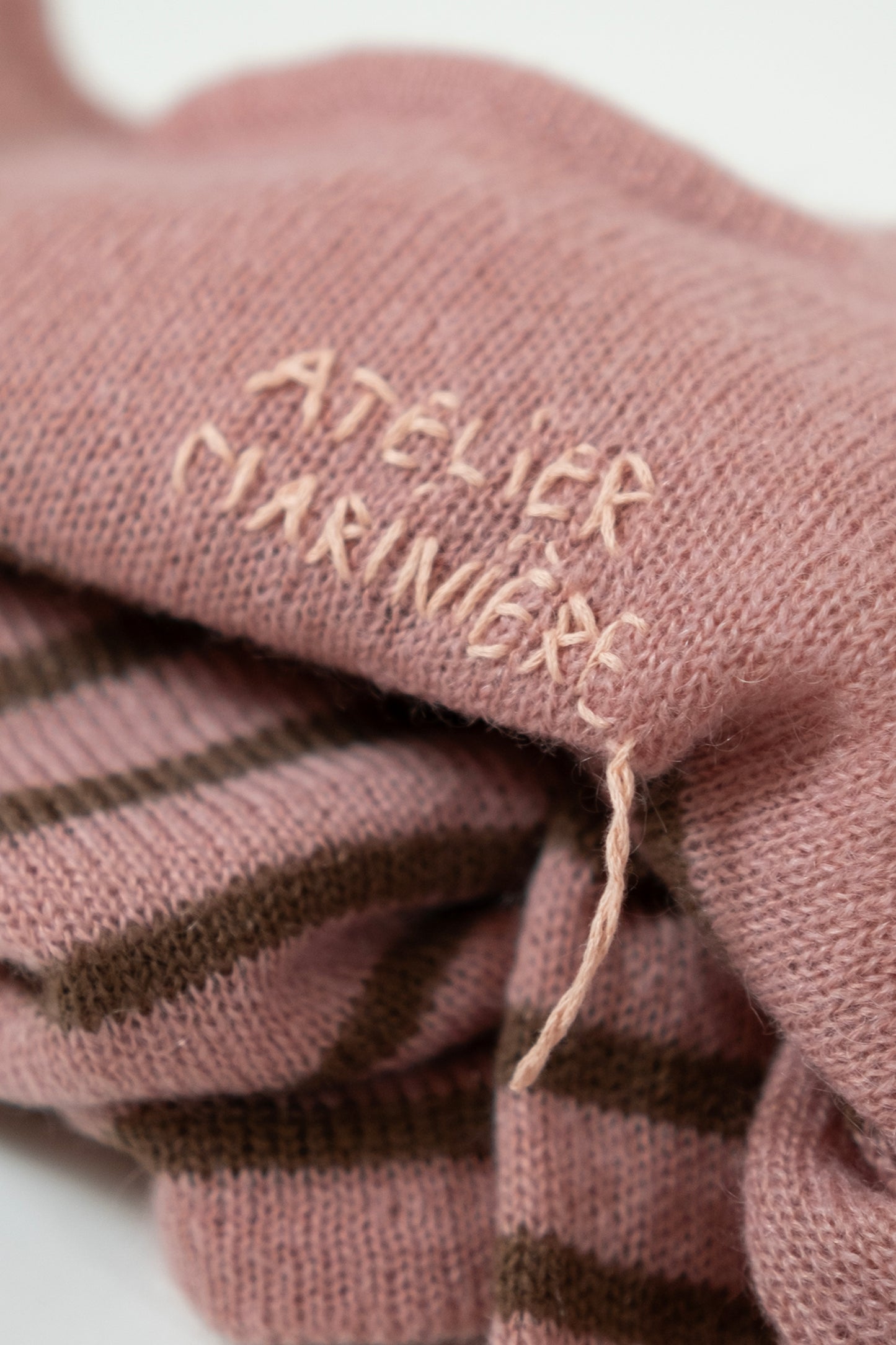 Women's Super Kid Mohair Sweater, Antique Pink/Noisette Stripes