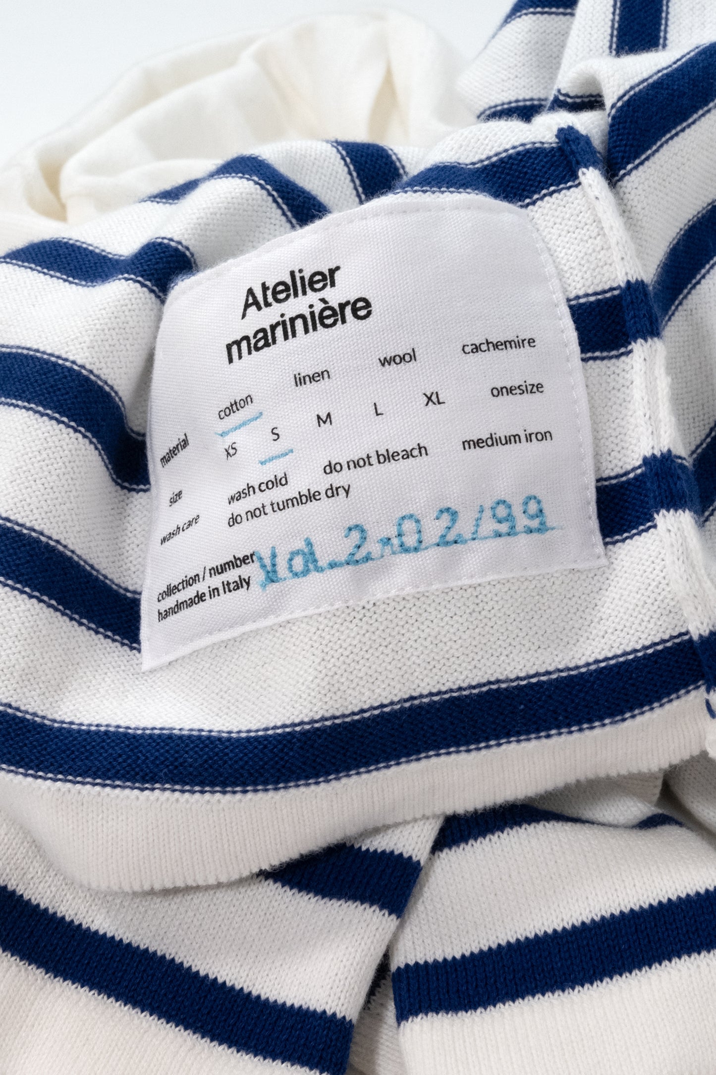 Men's Striped Breton Shirt - 100% Organic Cotton - V-Neck - White / Blue Stripes