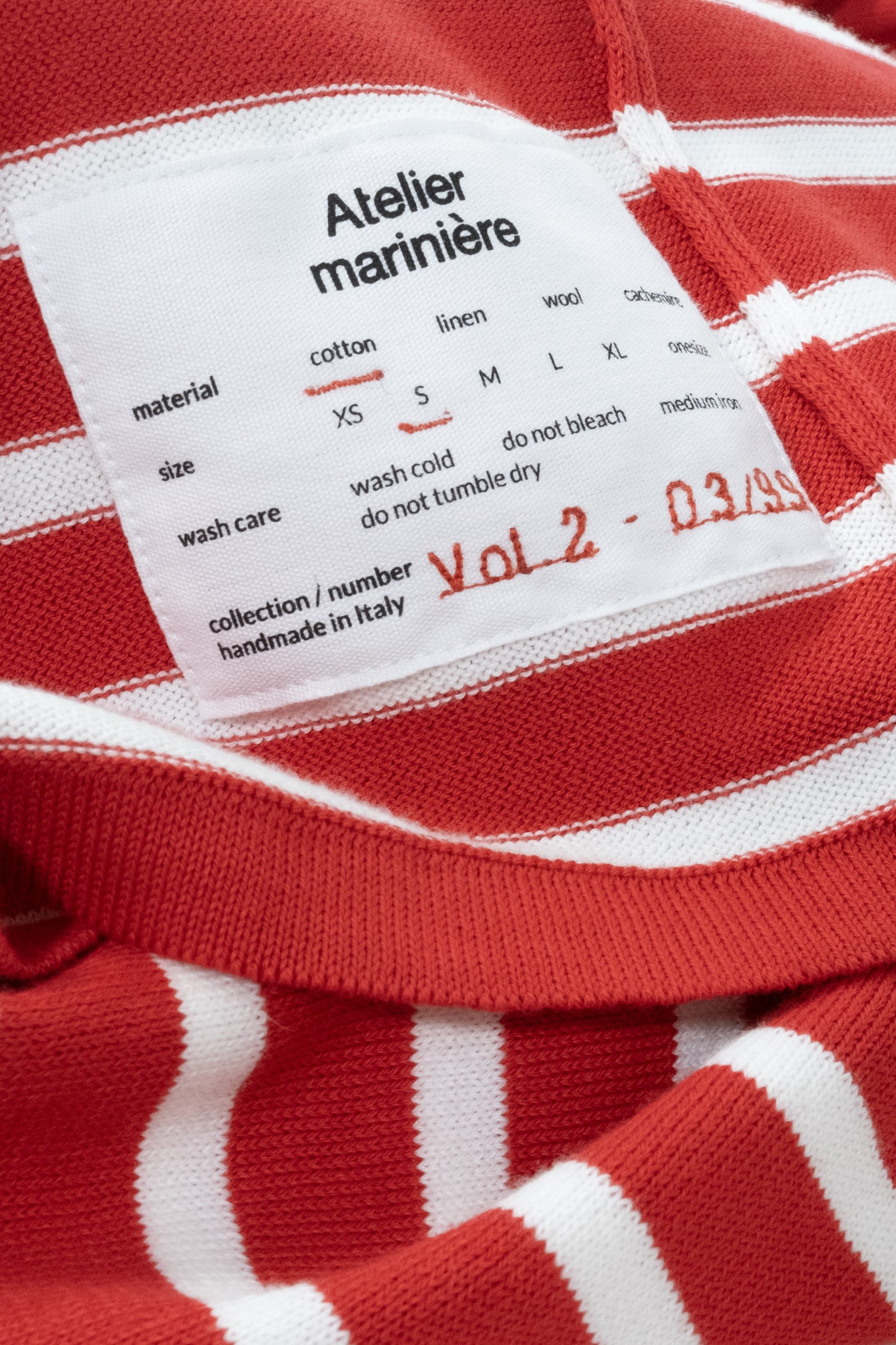 Men's Striped Breton Shirt - 100% Organic Cotton - V-Neck - Red / White Stripes