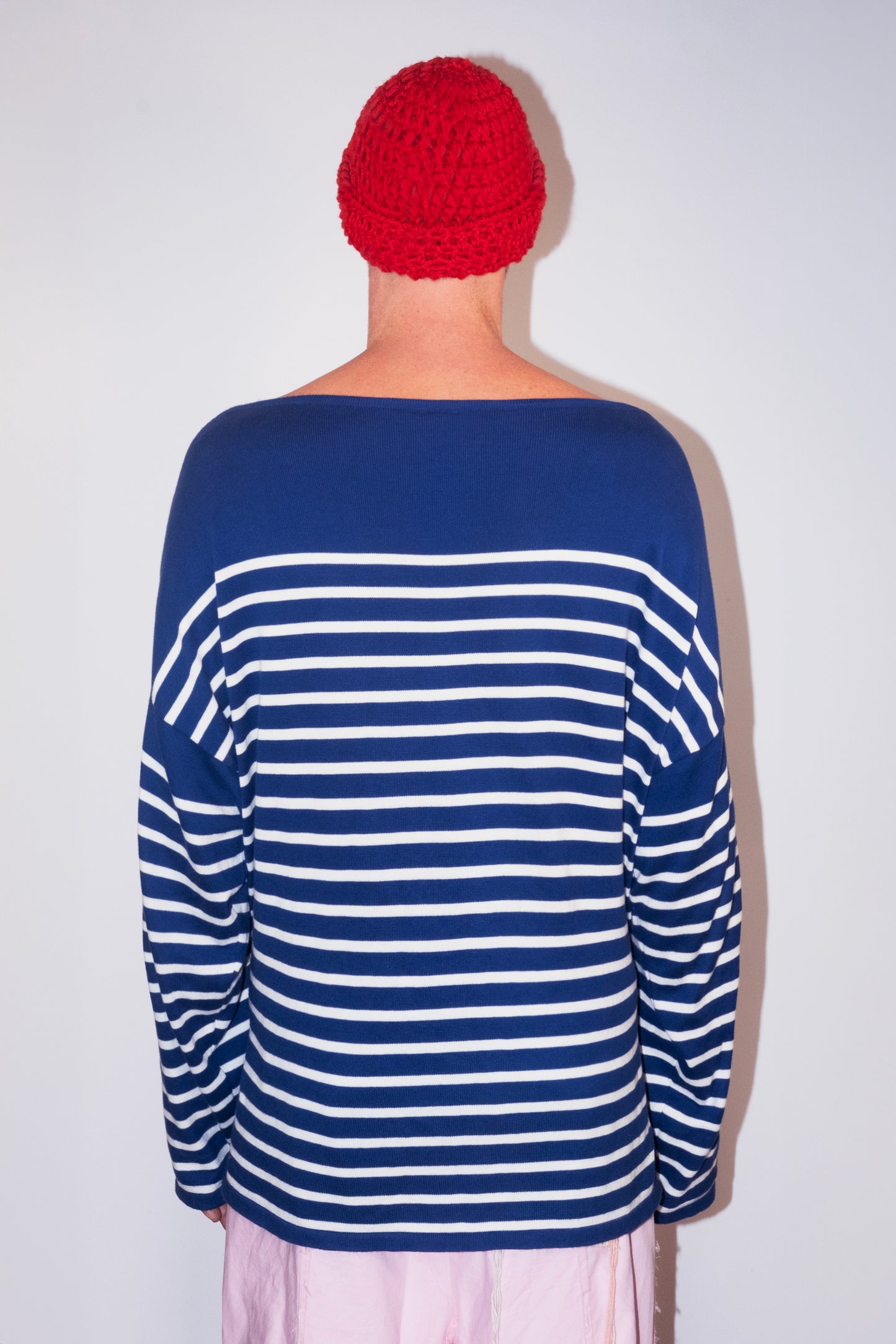 Men’s Breton Shirt – Rear View, Blue and White Stripes