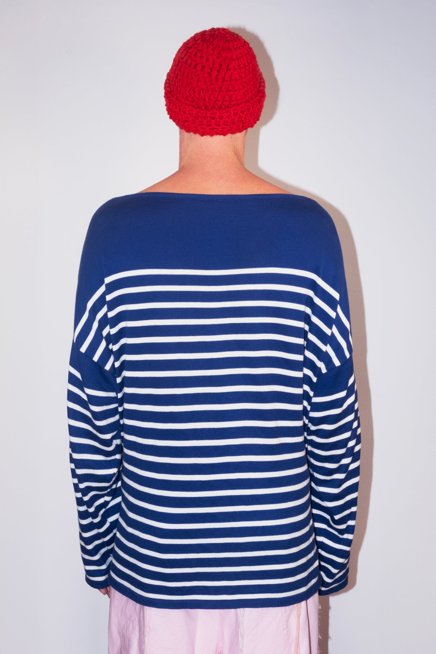 Men’s Breton Shirt – Rear View, Blue and White Stripes