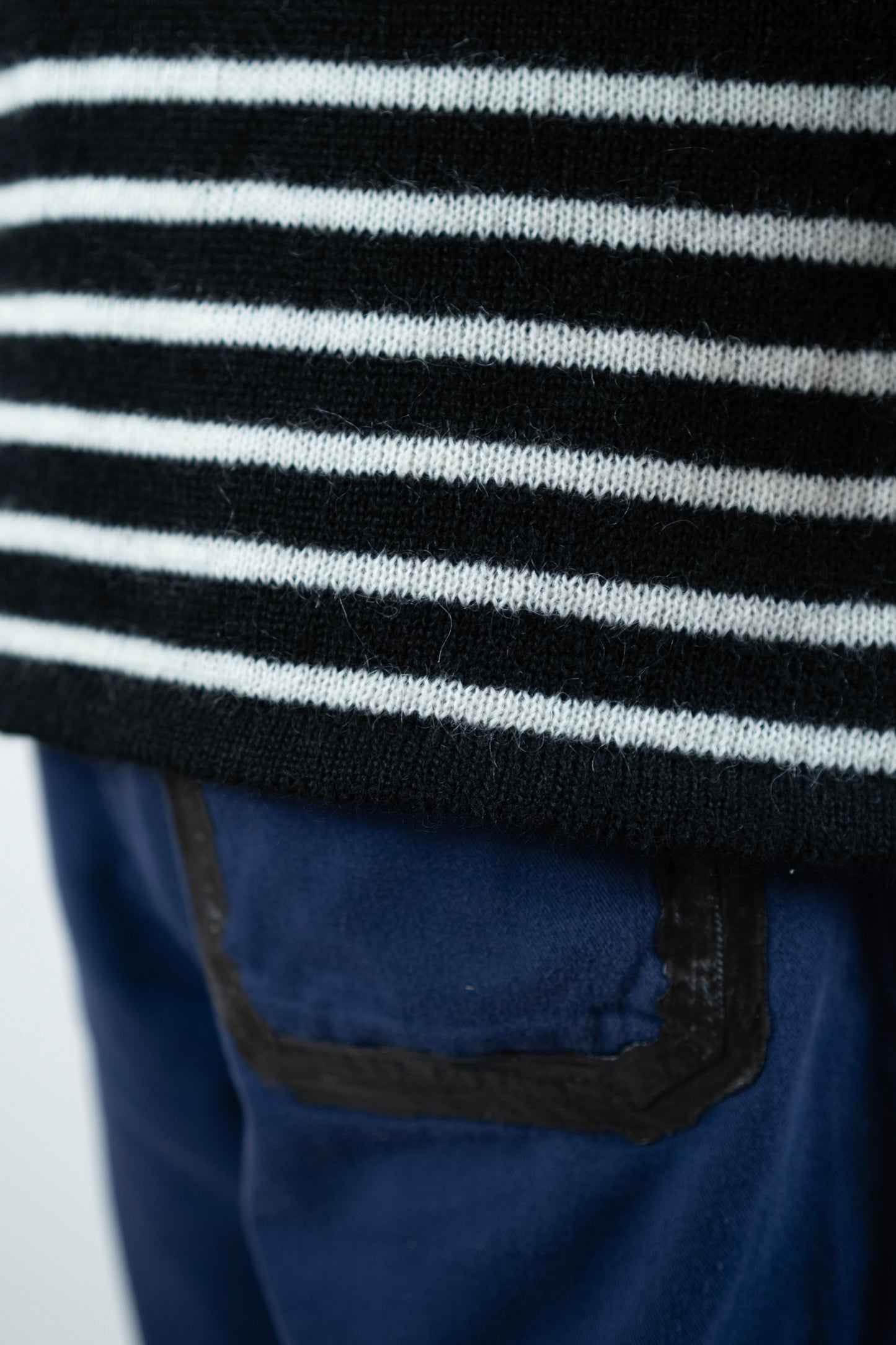 Men's Super Kid Mohair Sweater, Black/White Stripes