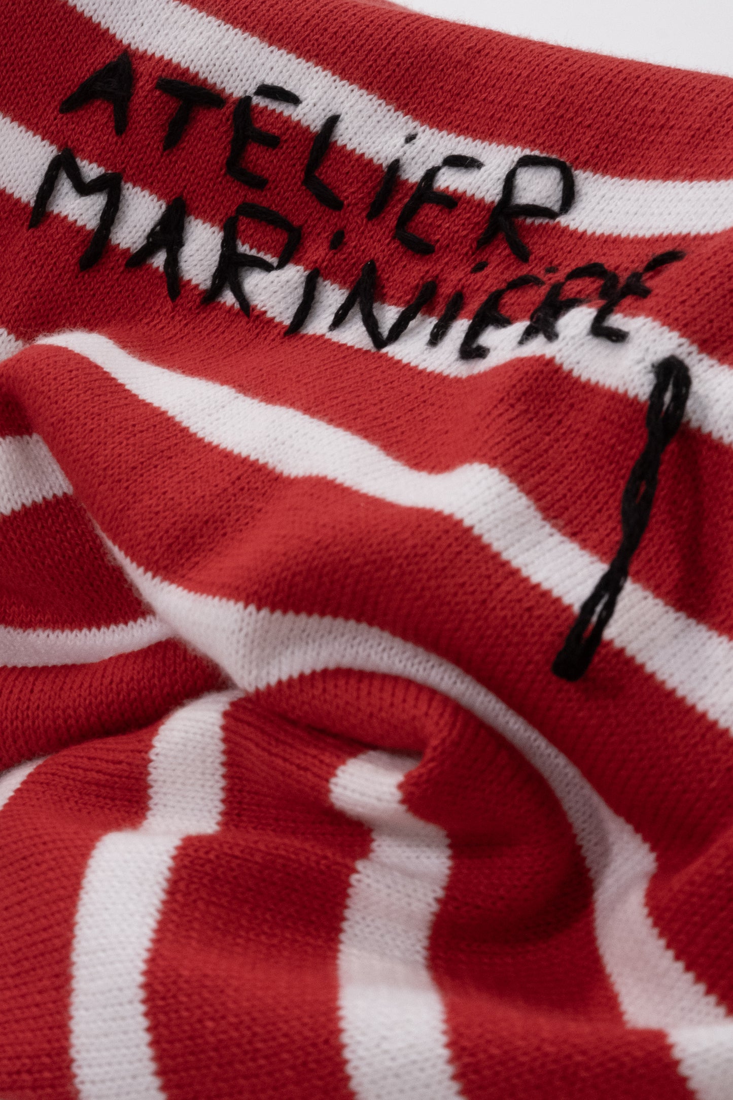 Men's Striped Breton Shirt - 100% Organic Cotton - V-Neck - Red / White Stripes