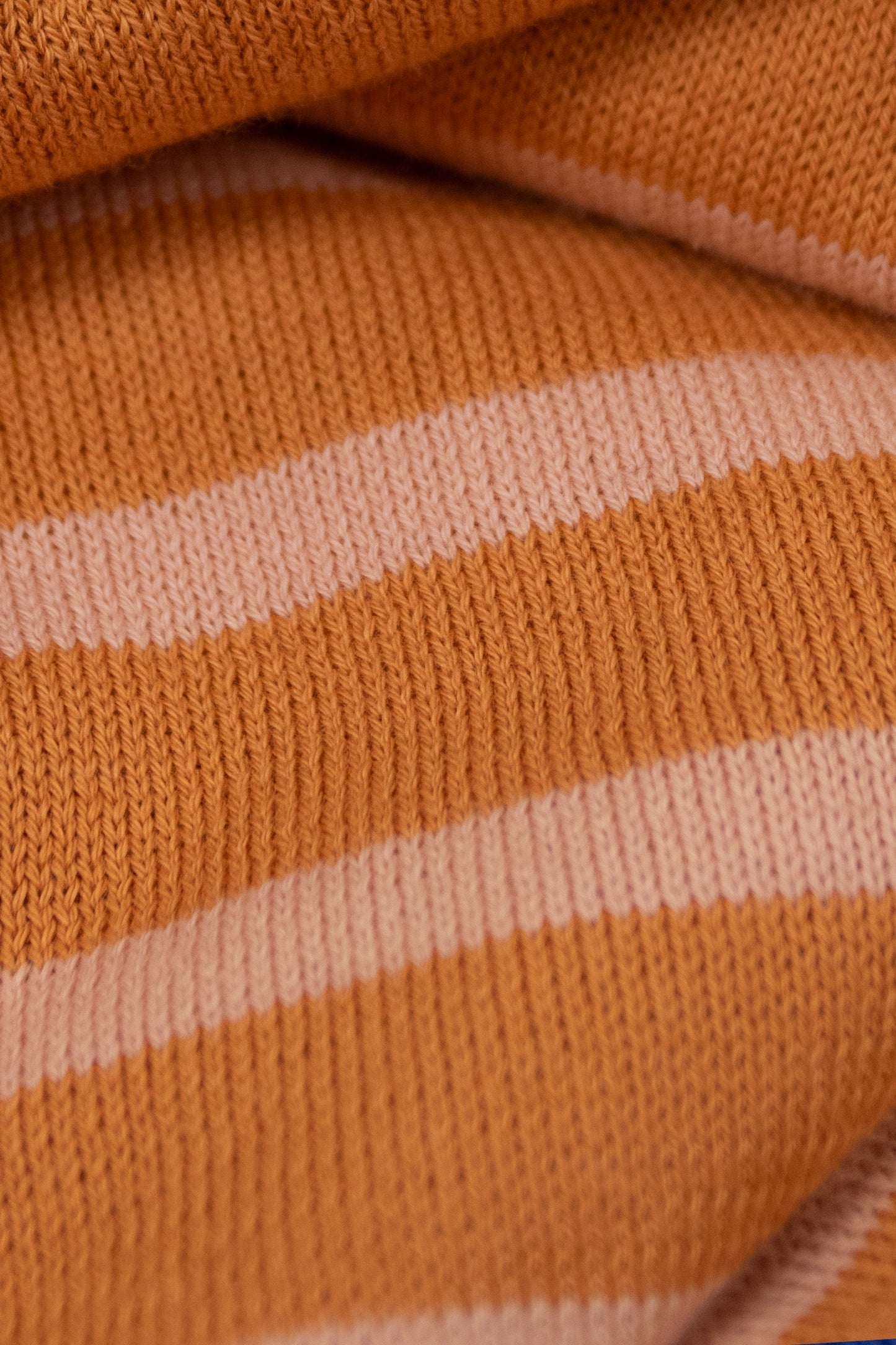 Men's Striped Breton Shirt - 100% Organic Cotton - Boat Neck - Cognac / Powder Stripes