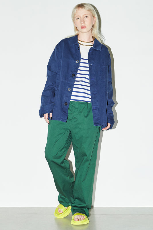 Women's French Work Jacket in Blue - Iconic Chore Coat with Metal Buttons