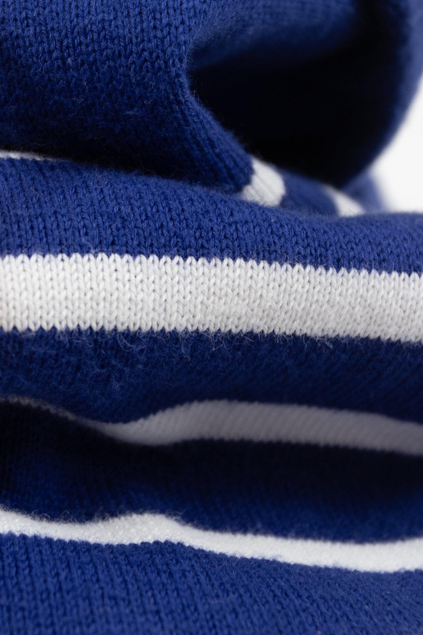 Close-up of Soft Organic Cotton Fabric - Women's Fashion Striped Shirt in Blue & White