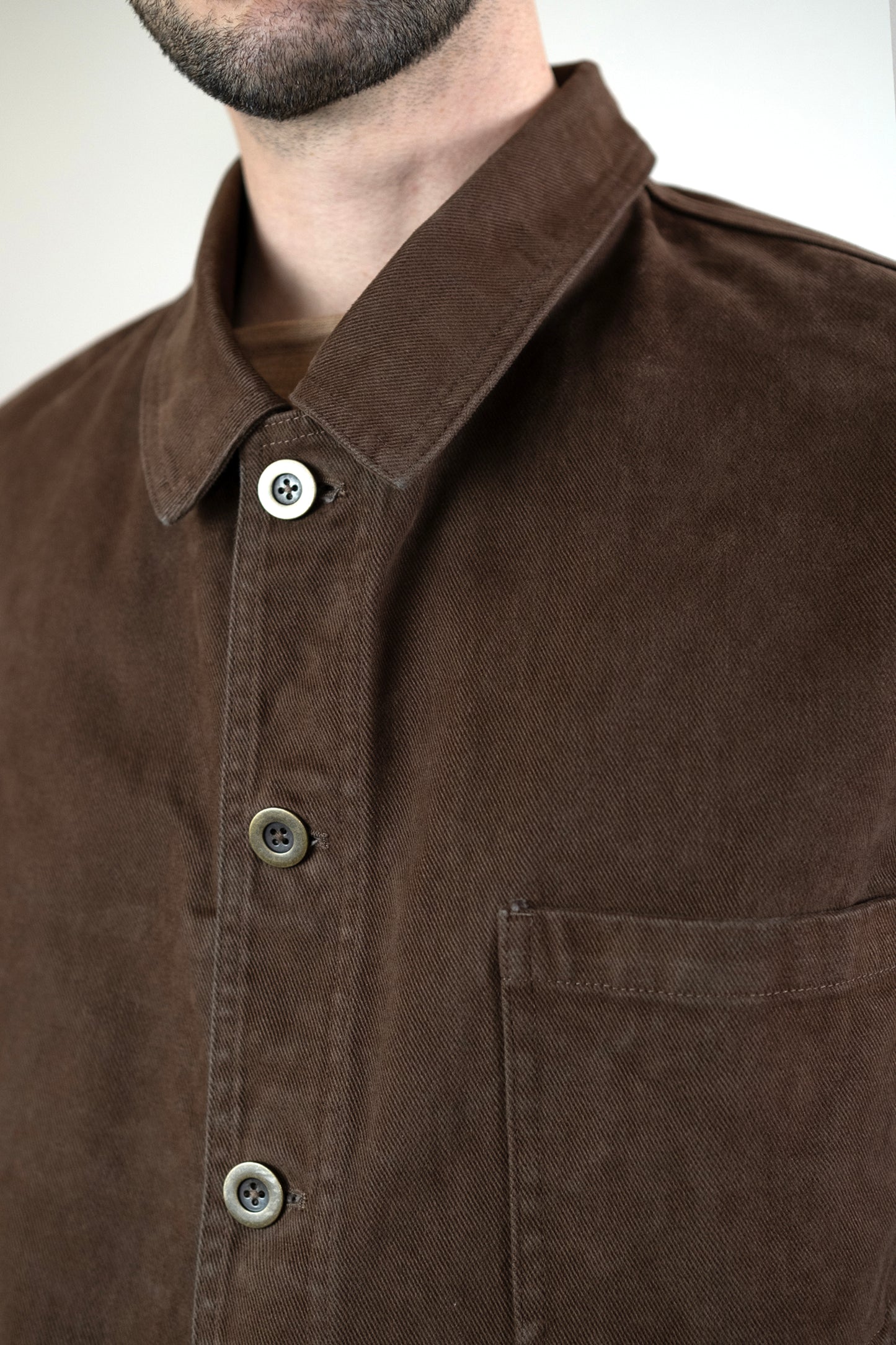 Men's French Work Jacket, 100% Cotton, Chocolate Brown