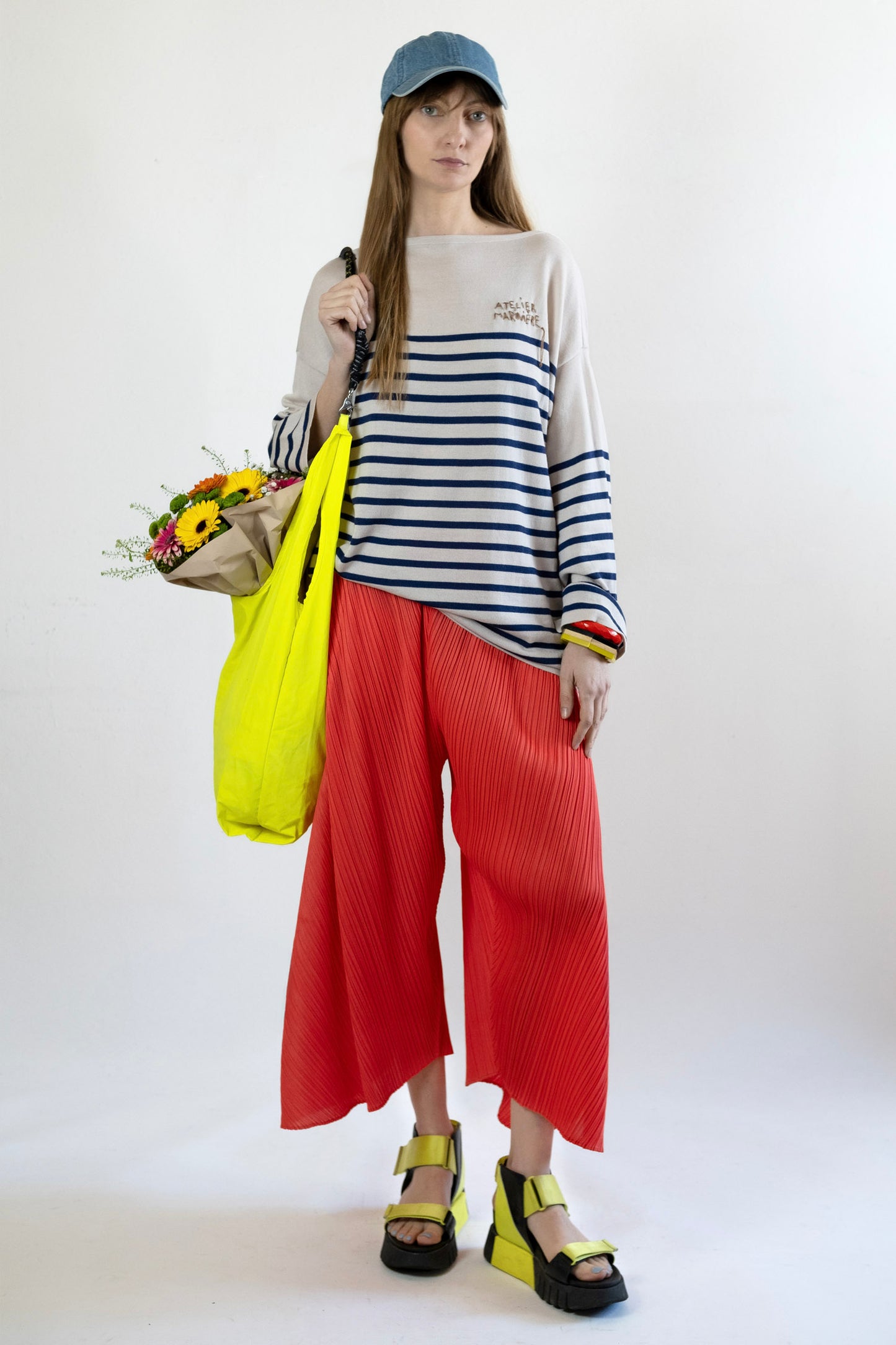 Women's Merino Breton Shirt, Chalk White/Faded Navy Stripes