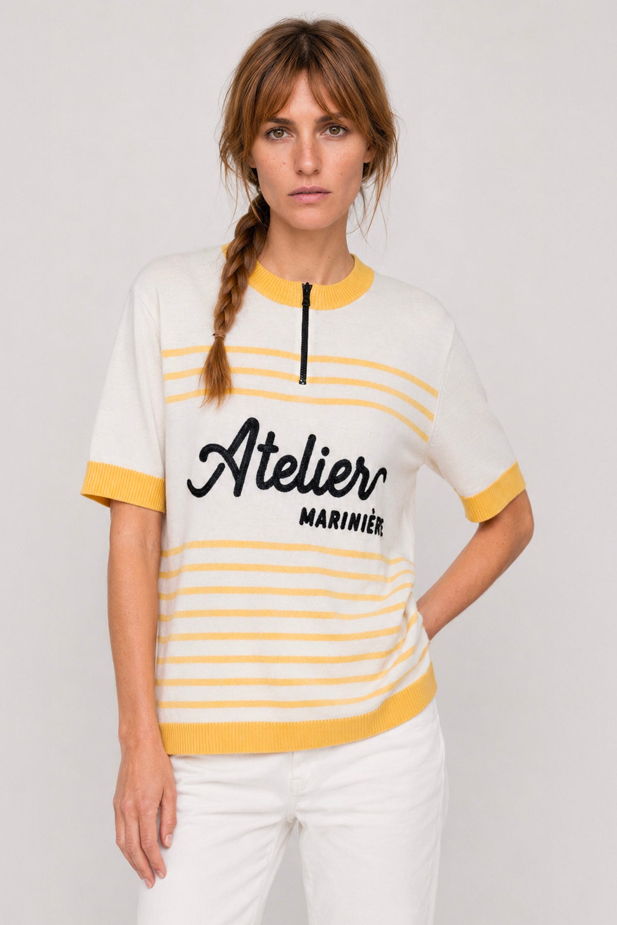 Women's Merino Cycling Jersey — White/Yellow