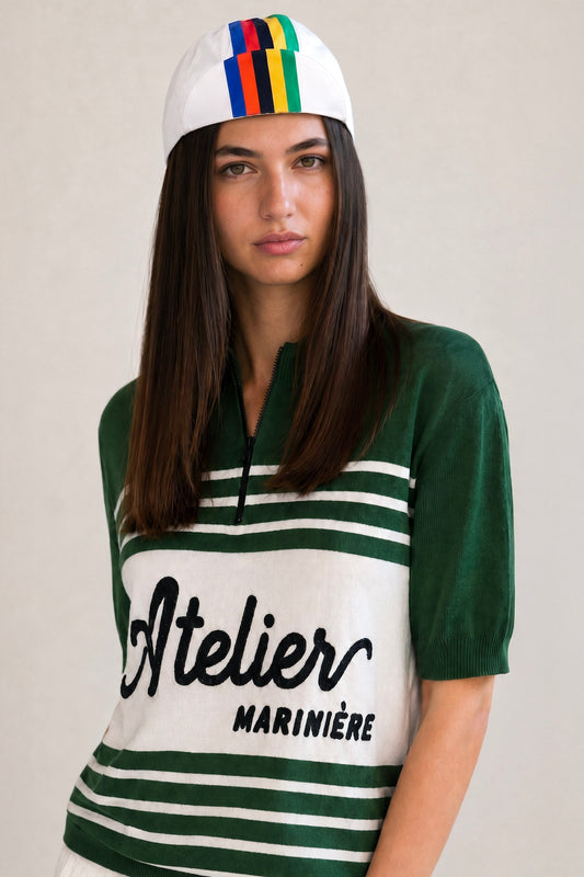 Women's Merino Cycling Jersey — Green/White