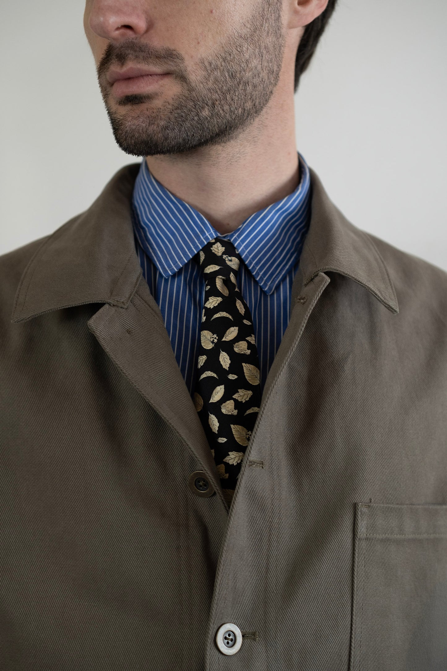 Men's French Work Jacket, 100% Cotton, Vetiver Green