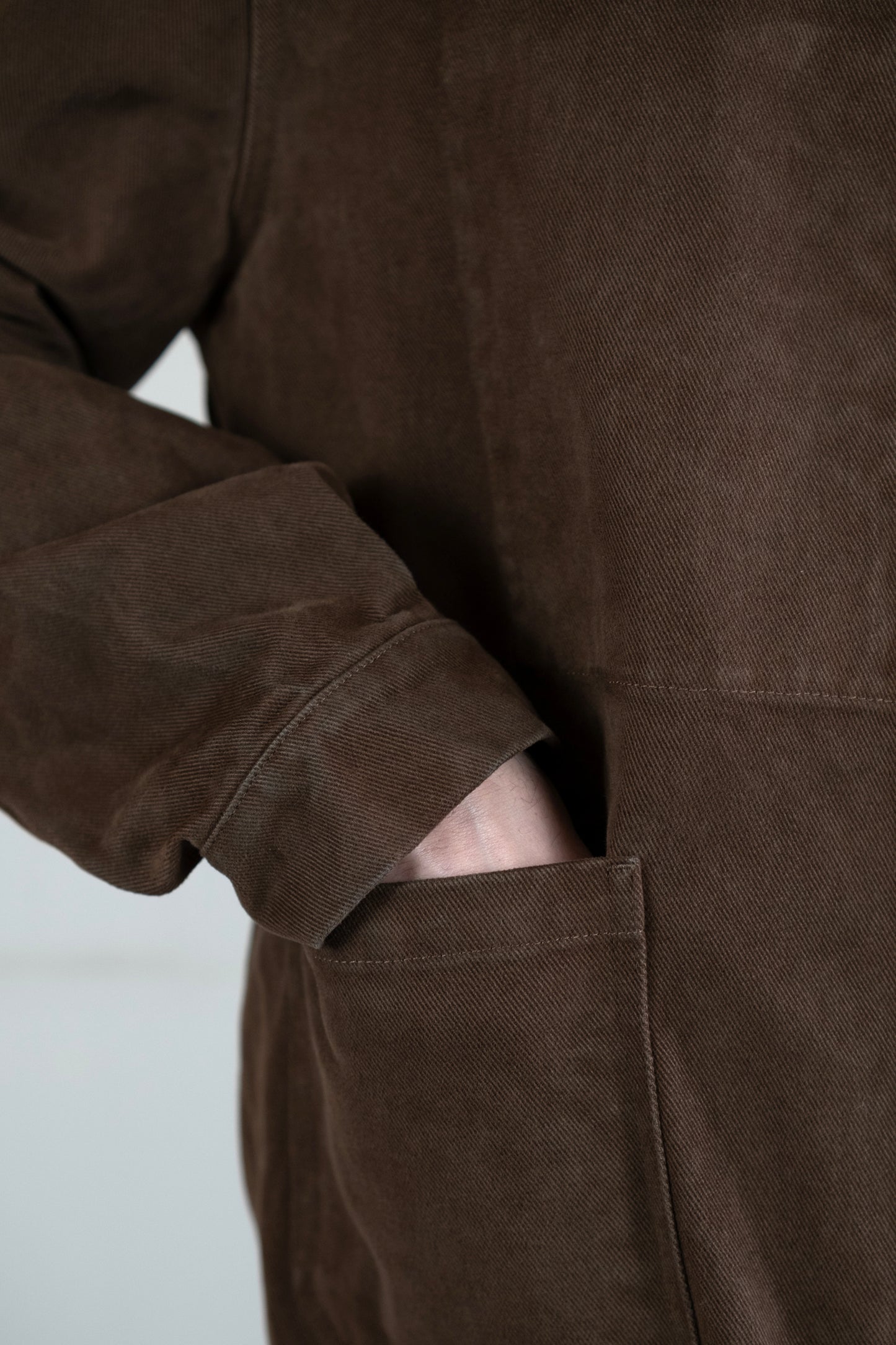 Men's French Work Jacket, 100% Cotton, Chocolate Brown