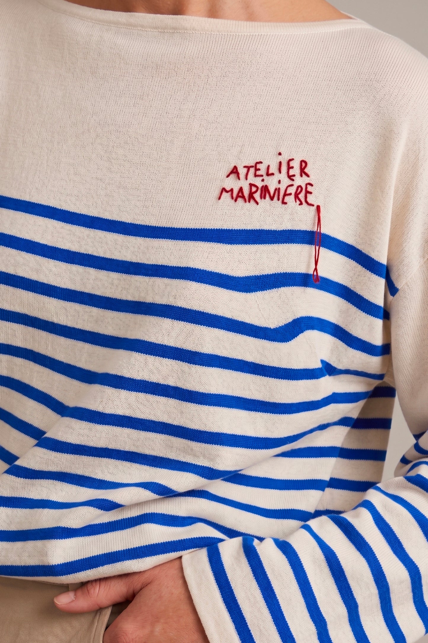Women's Oversized Breton Shirt — White/Classic Blue