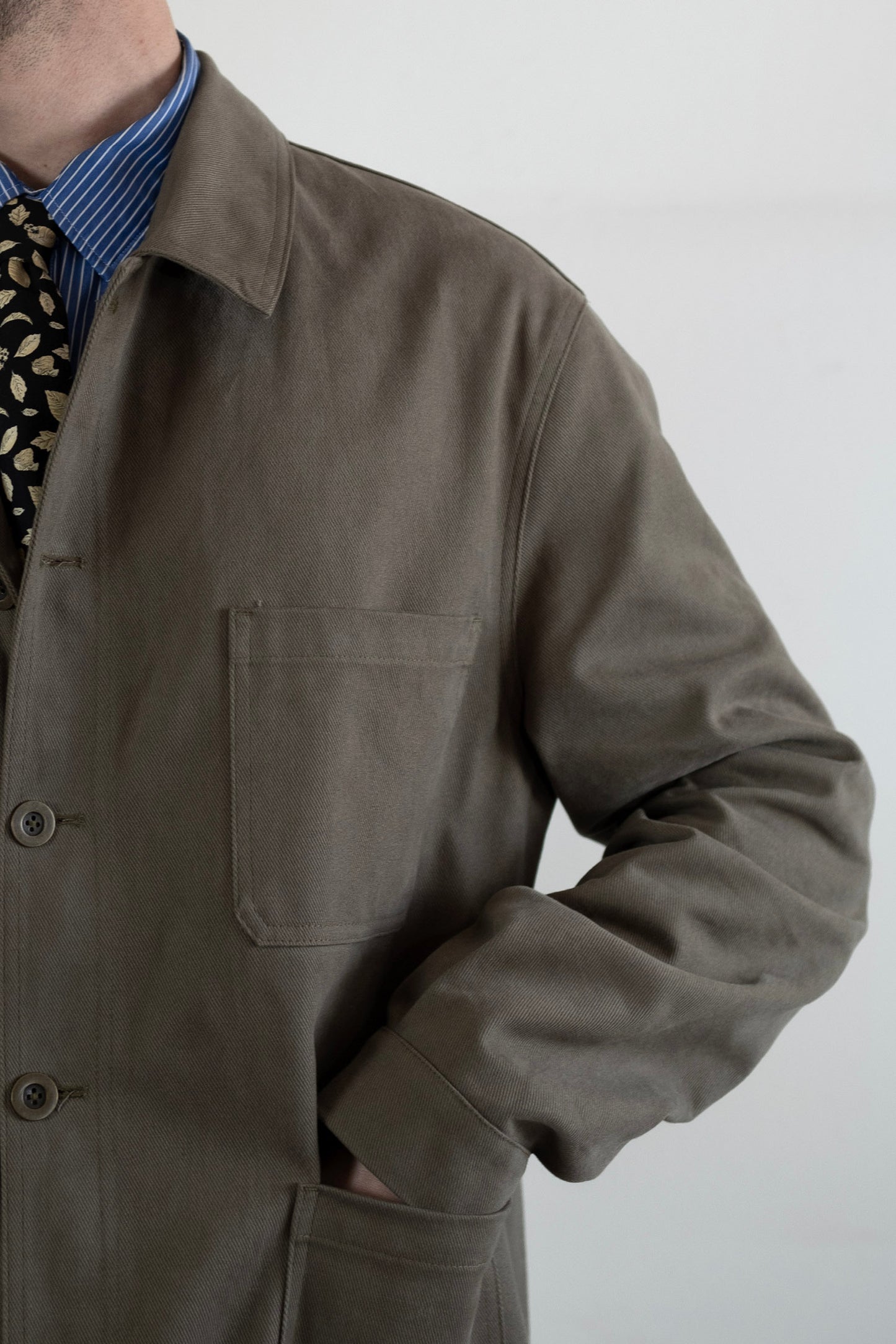 Men's French Work Jacket, 100% Cotton, Vetiver Green