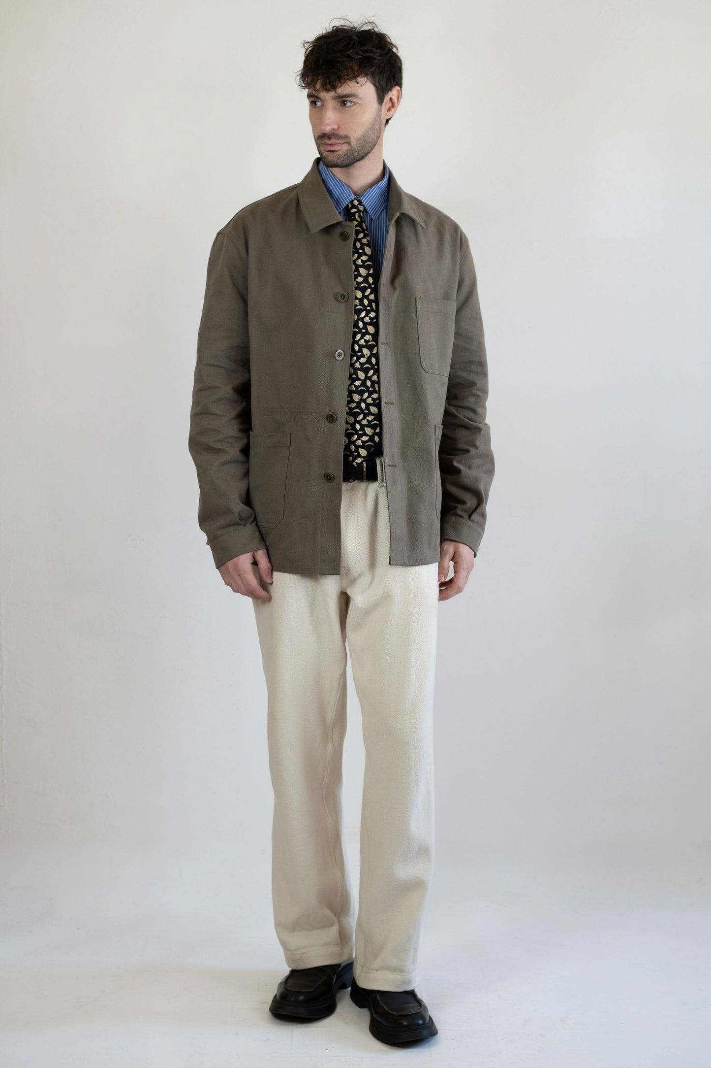 Men's French Work Jacket, 100% Cotton, Vetiver Green