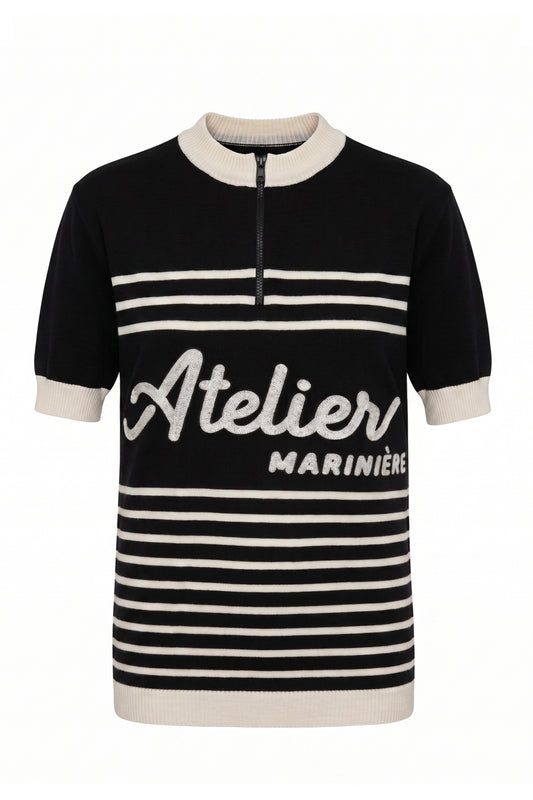 Men's Merino Cycling Jersey — Black/White