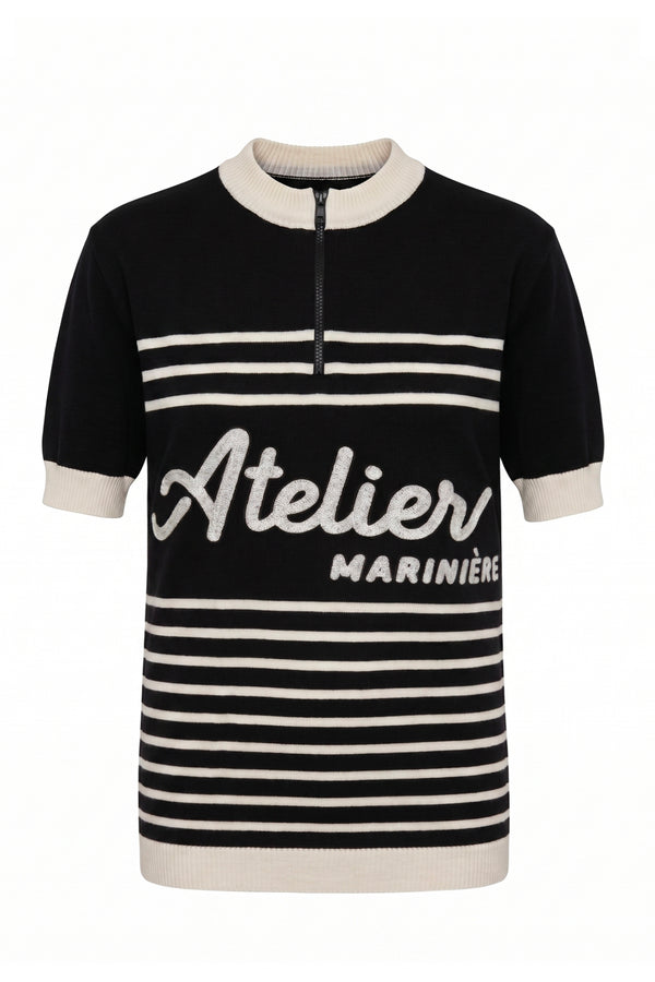Men's Merino Cycling Jersey — Black/White