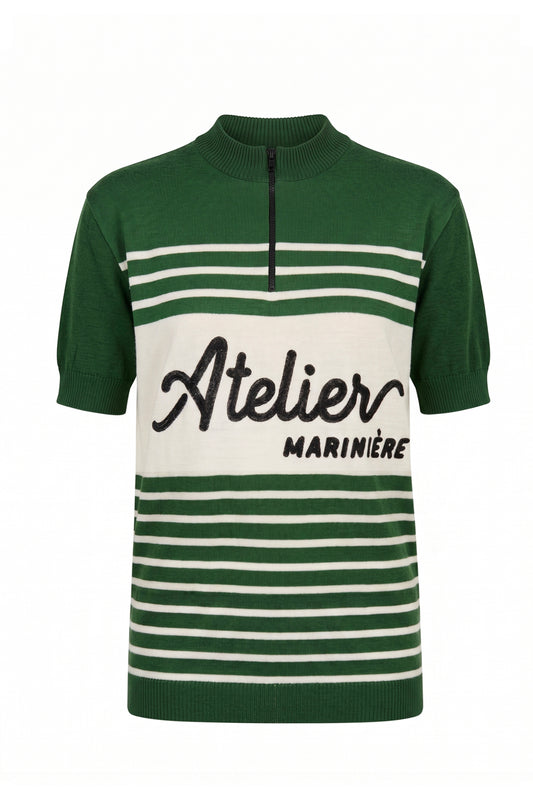 Men's Merino Cycling Jersey — Green/White