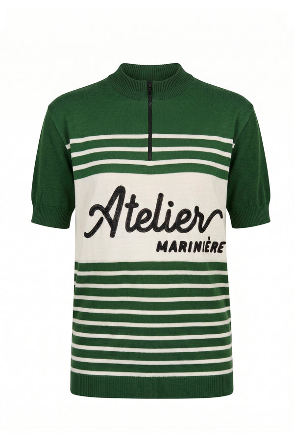 Men's Merino Cycling Jersey — Green/White