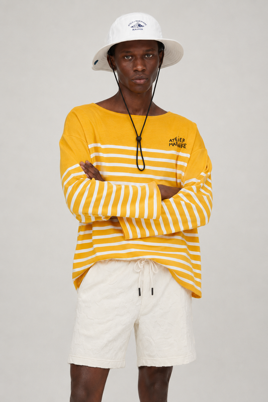 Men's Oversized Breton Shirt — Yellow/White