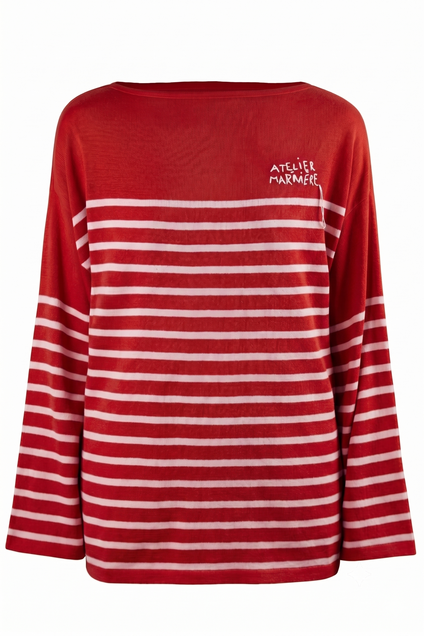Men's Oversized Breton Shirt — Red/Light Pink