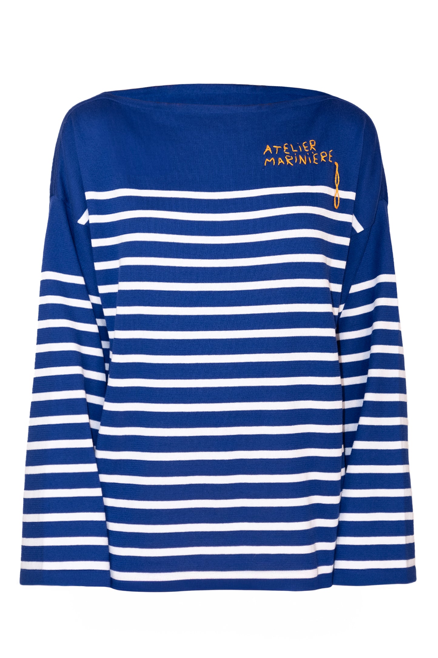 Men's Striped Breton Shirt - 100% Organic Cotton - Boat Neck - Blue / White Stripes