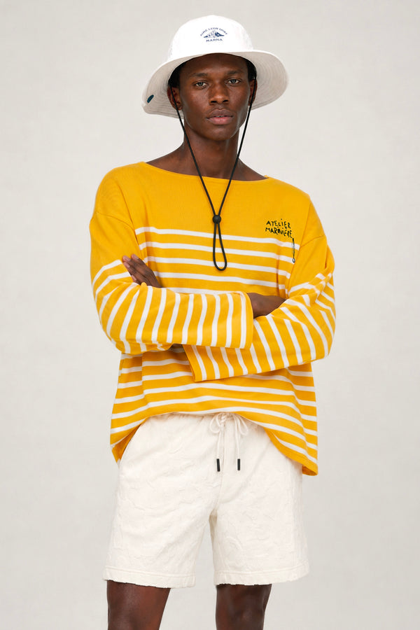 Men's Oversized Breton Shirt — Yellow/White