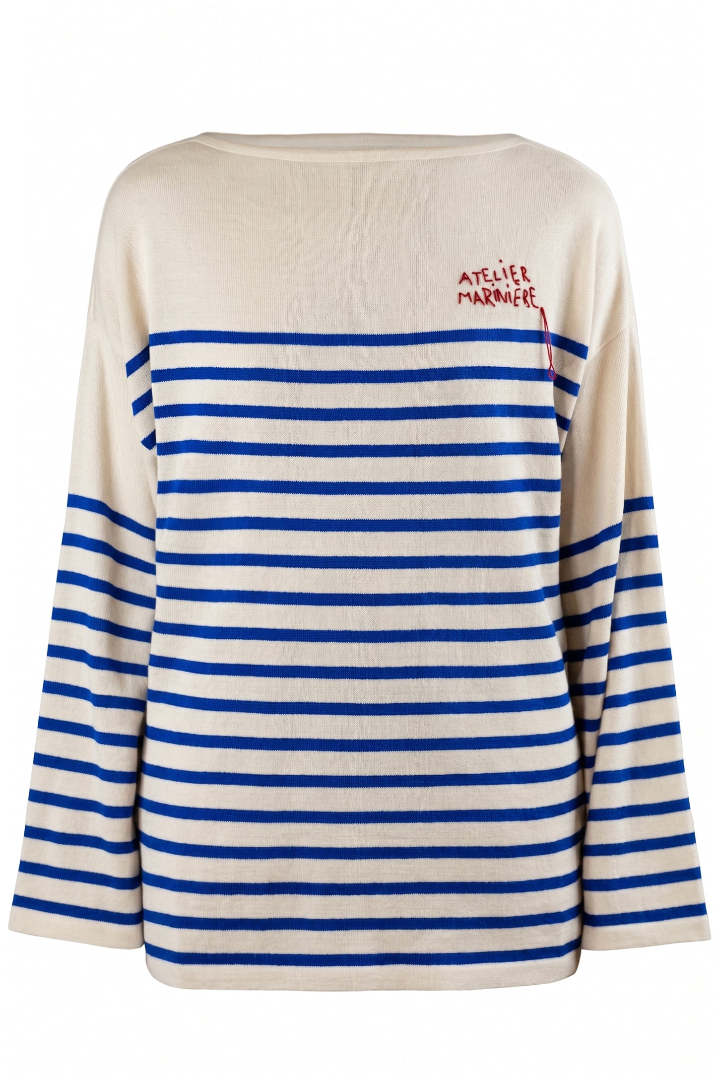 Women's Oversized Breton Shirt — White/Classic Blue