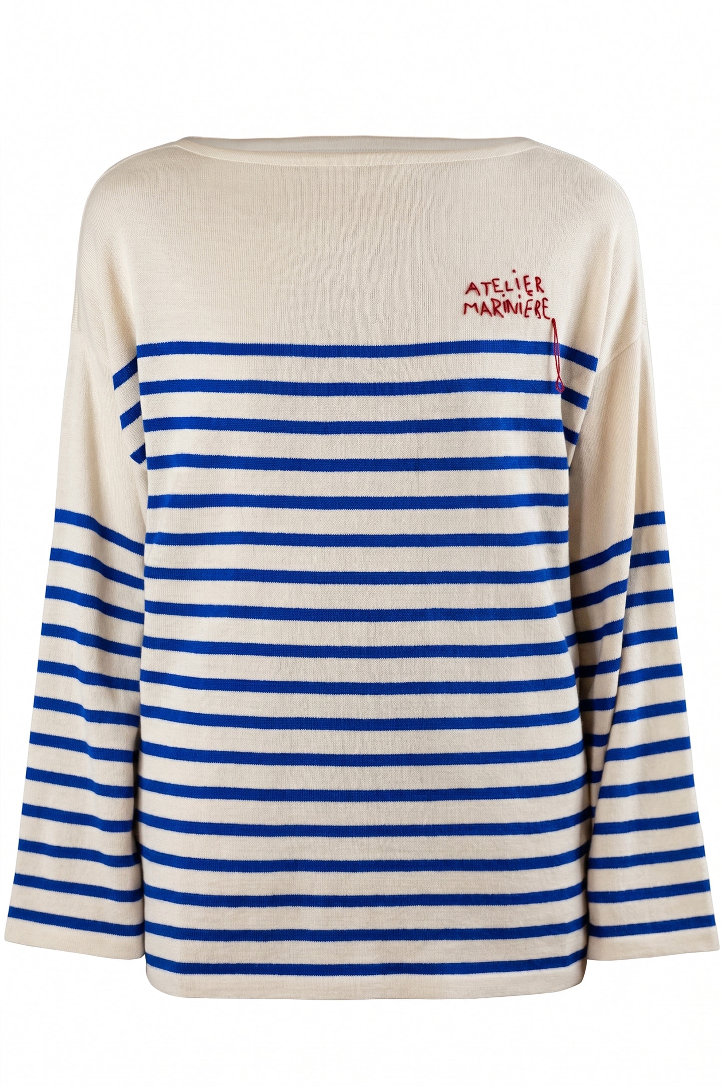 Men's Oversized Breton Shirt — White/Blue