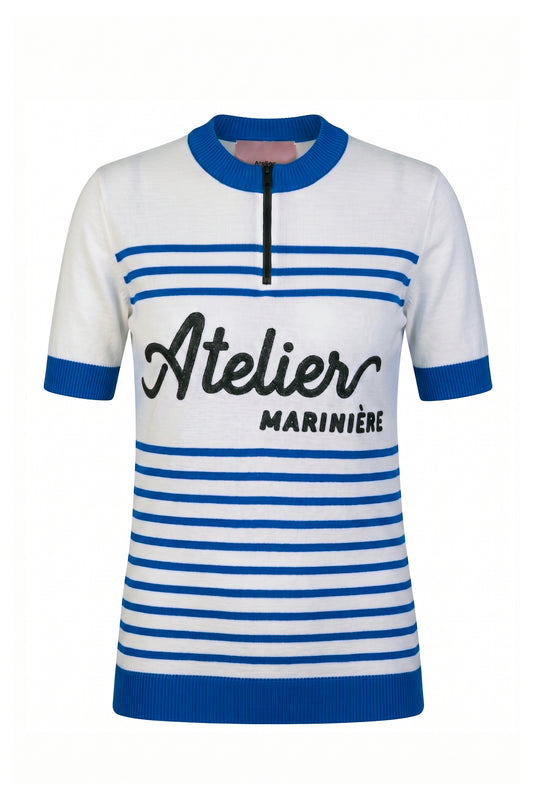 Women's Merino Cycling Jersey — White/Blue