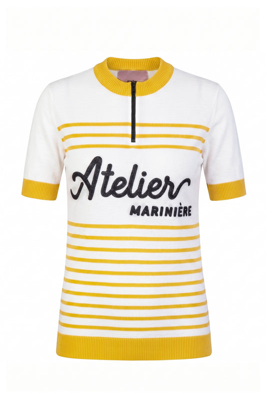 Women's Merino Cycling Jersey — White/Yellow