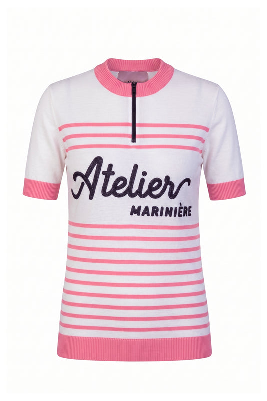 Women's Merino Cycling Jersey — White/Pink