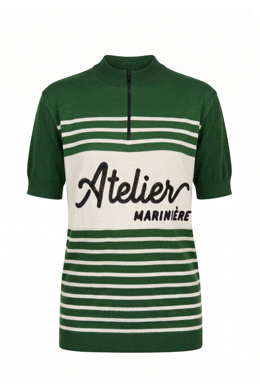 Women's Merino Cycling Jersey — Green/White