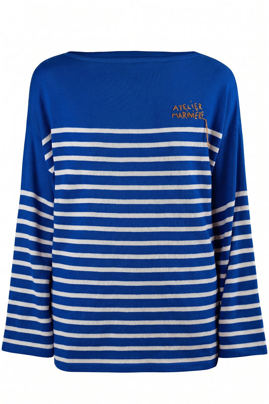 Men's Oversized Breton Shirt — Blue/White