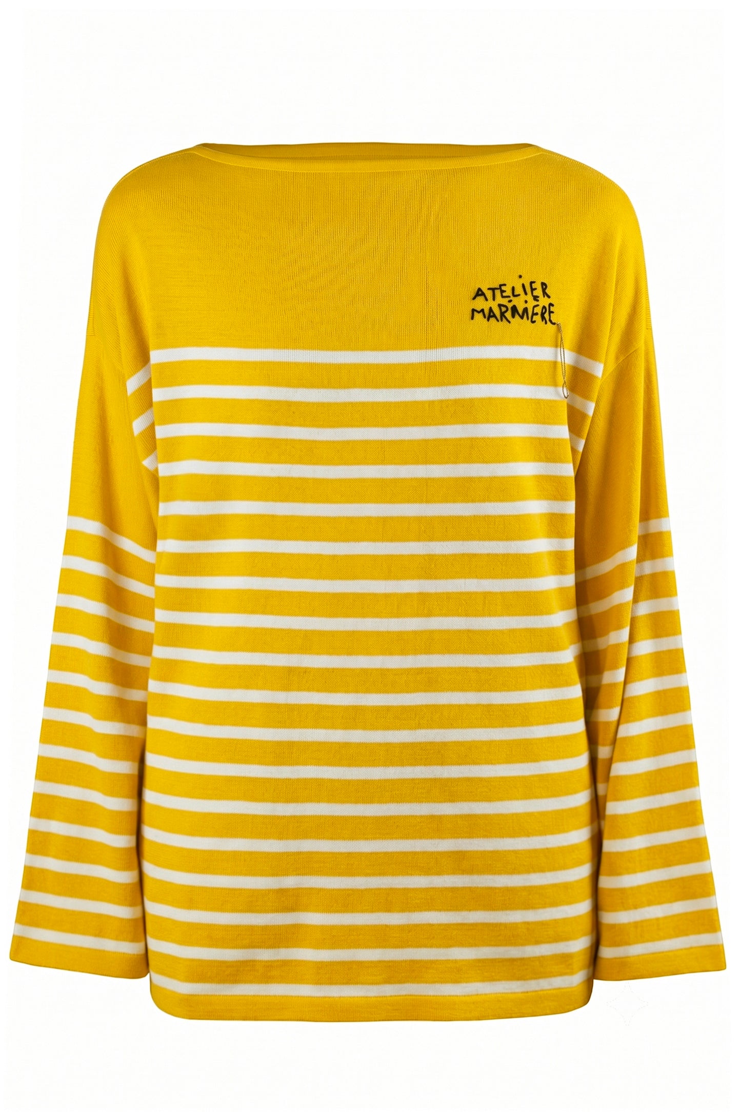 Women's Oversized Breton Shirt in Yellow & White