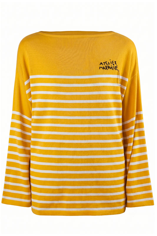 Men's Oversized Breton Shirt — Yellow/White