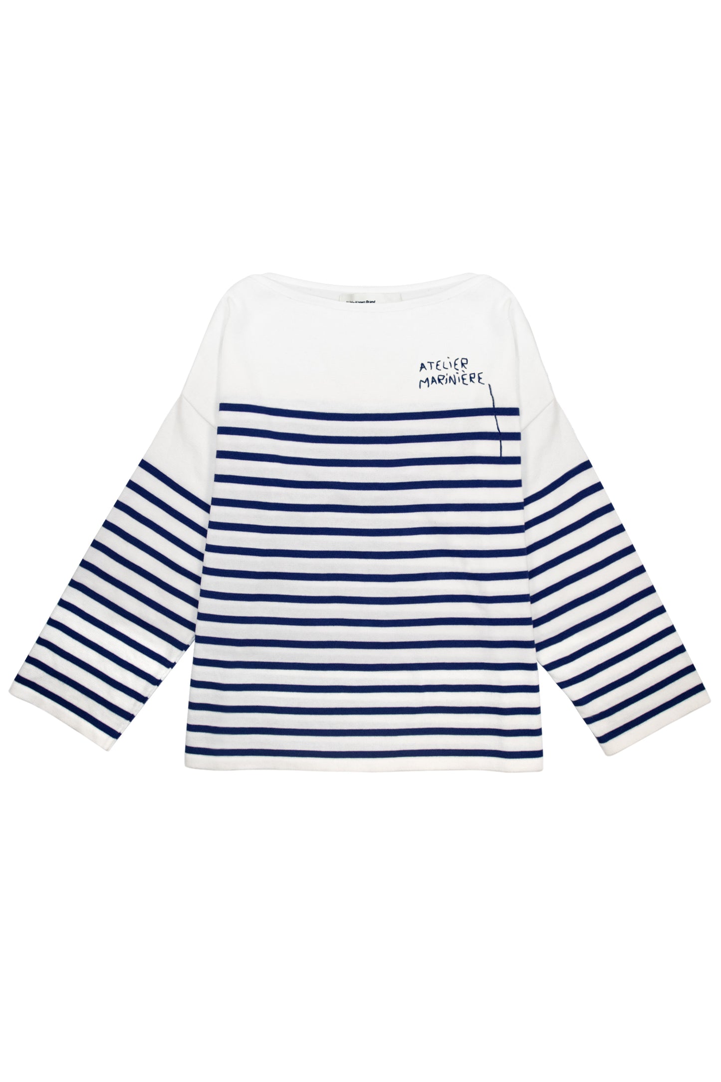 Women's Marinière - Drop 1  - Cotton Boat Neck - White / Blue Stripes