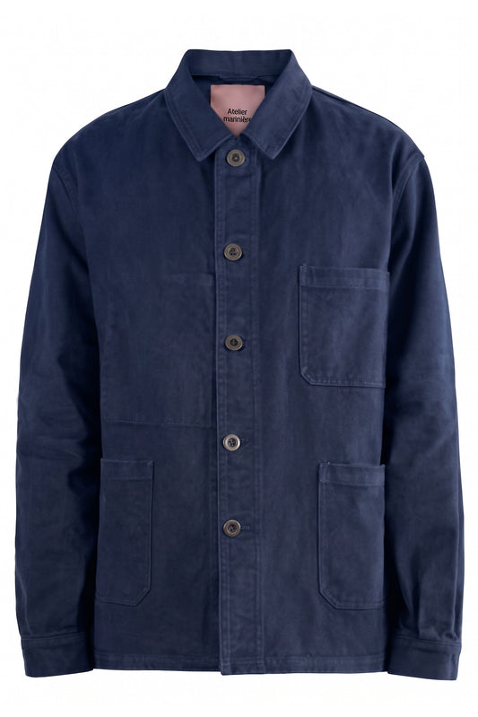 Men's French Work Jacket, 100% Cotton, Navy Blue