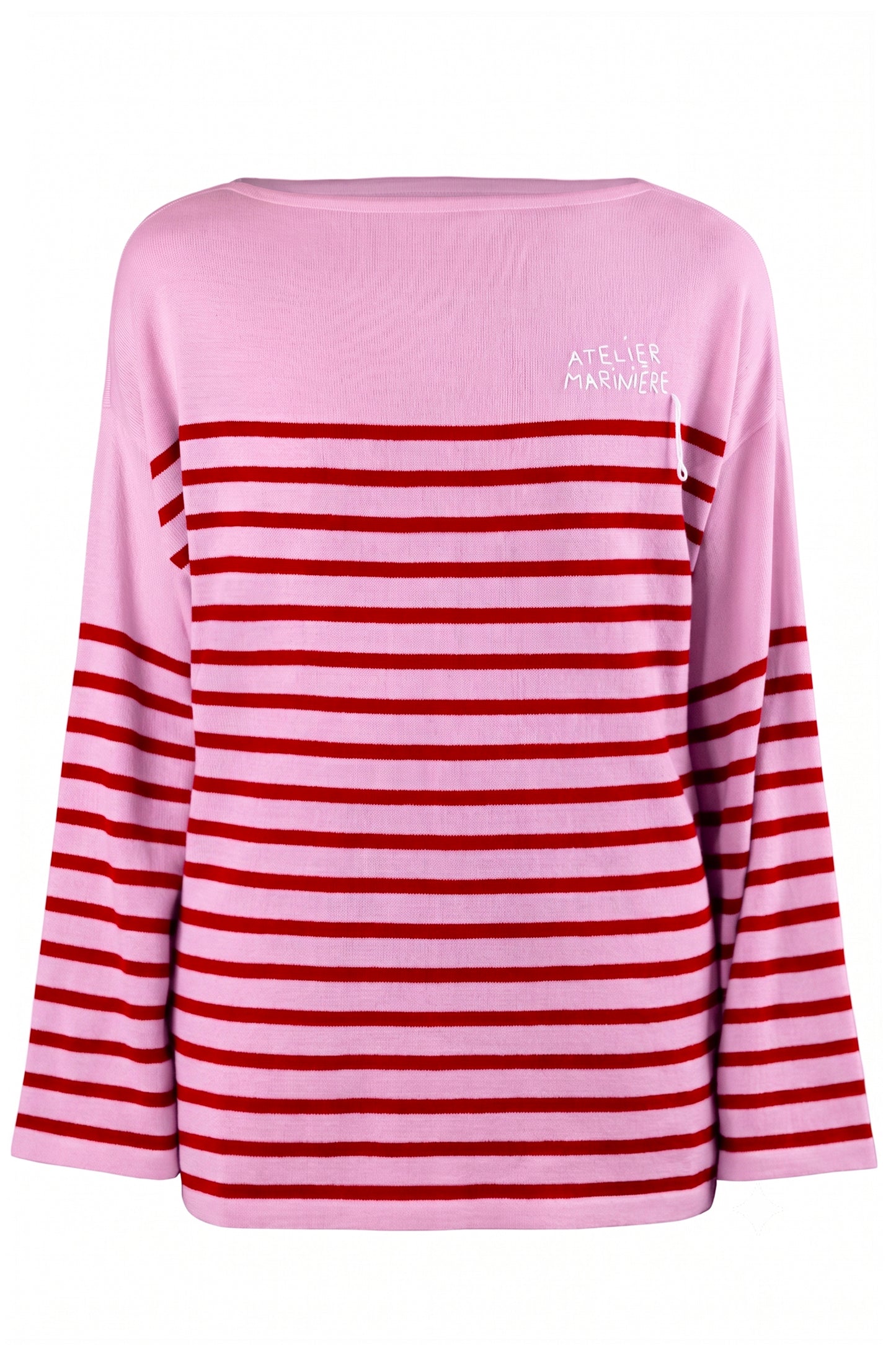 Women's Oversized Breton Shirt — Rose/Red