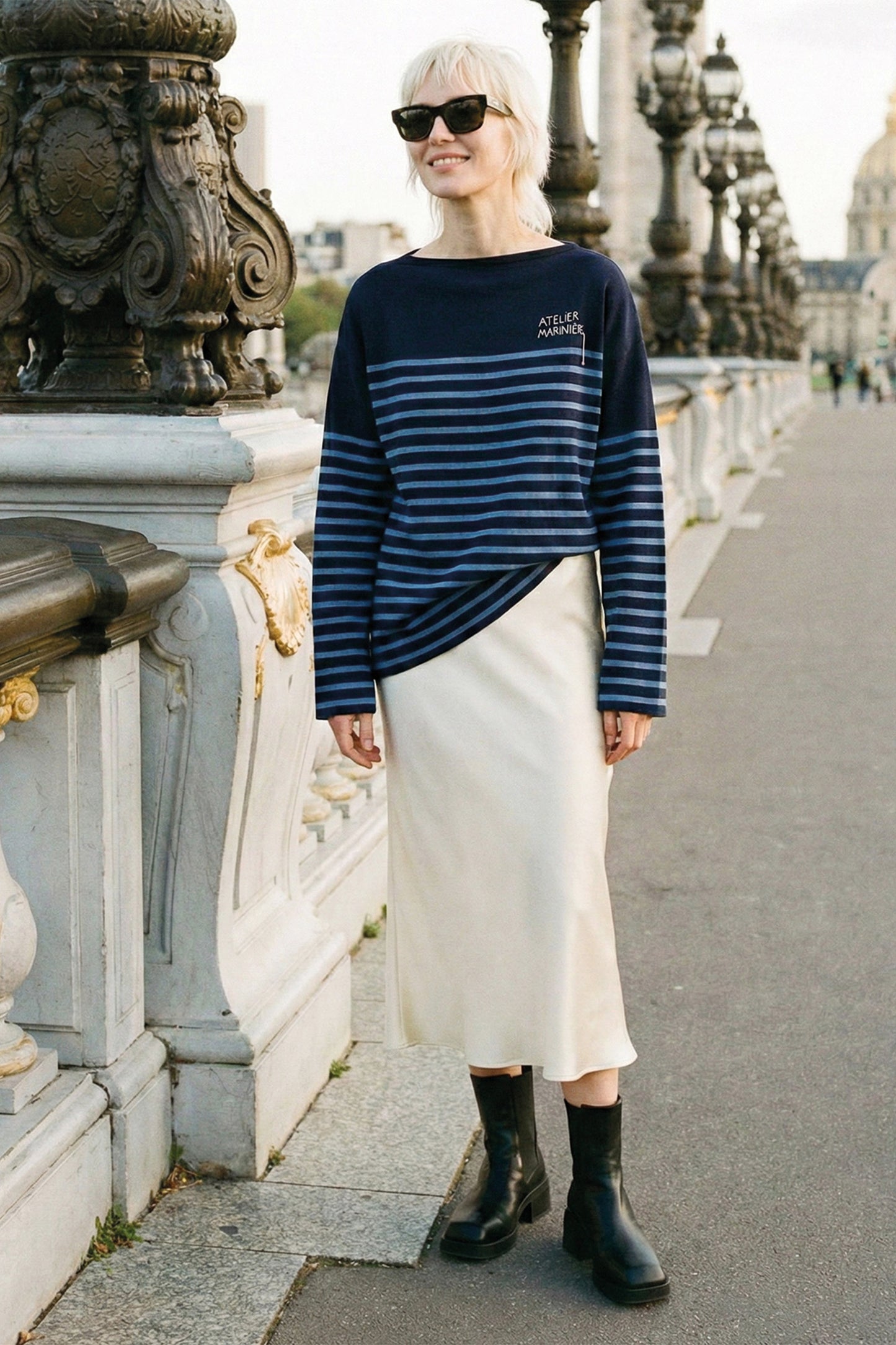 Merino Breton — Navy / Dusty Blue