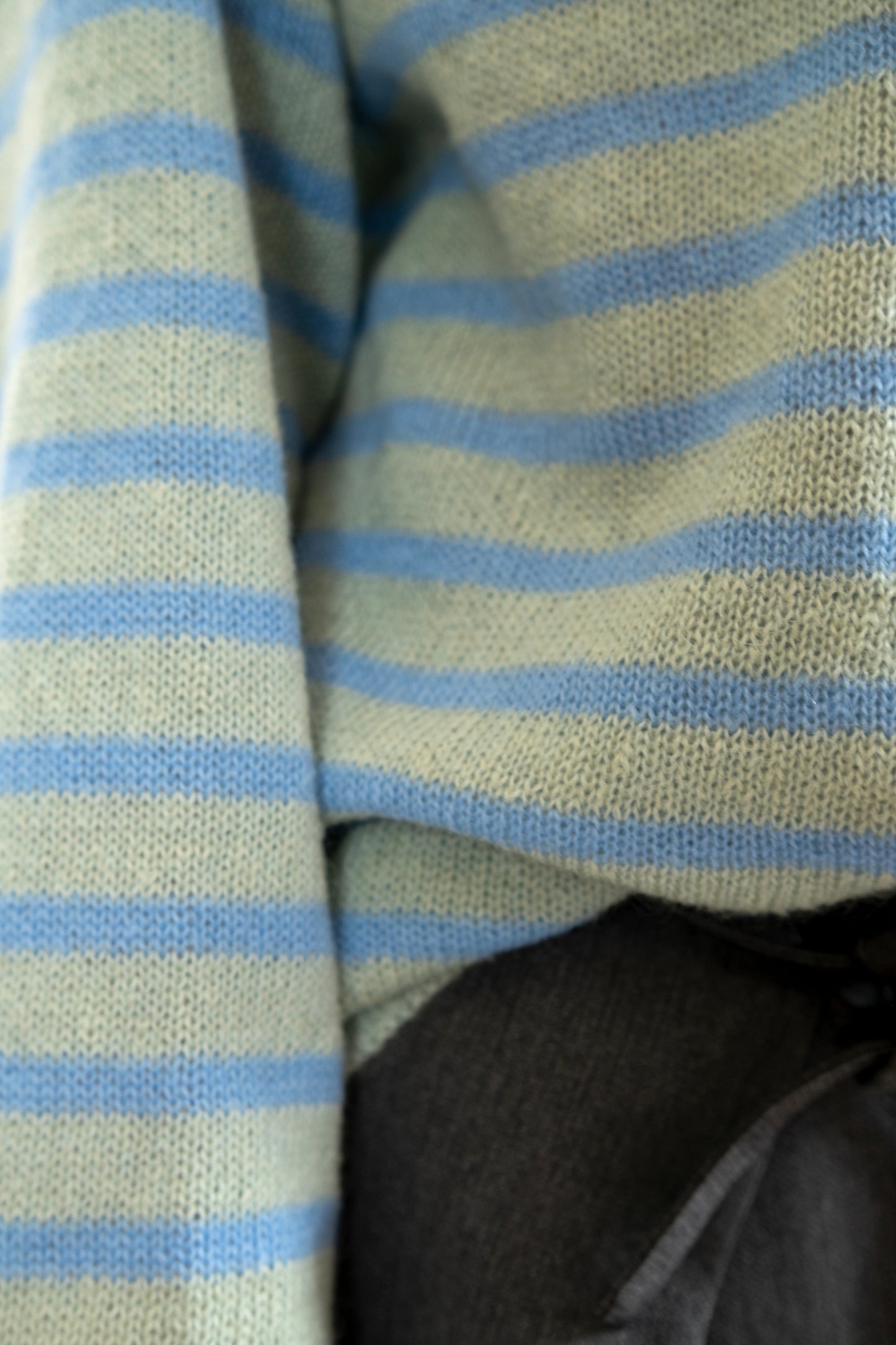 Women's Super Kid Mohair Sweater, Wasabi/Blue Stripes